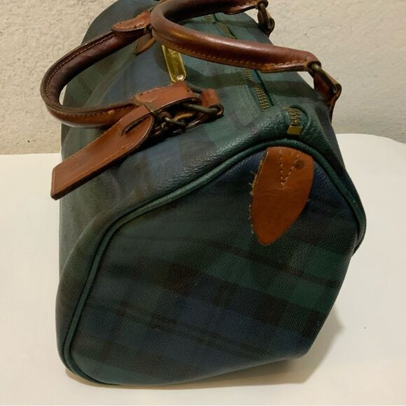Polo Ralph Lauren Vintage Bag  Pvc Checkered Pattern Top Handle Travel Bag - Picture 8 of 16